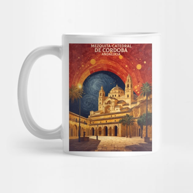 Mezquita of Cordoba Spain Starry Night Travel Tourism Retro Vintage by TravelersGems